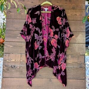 One Heart Velvet Burnout Kimono, One Size